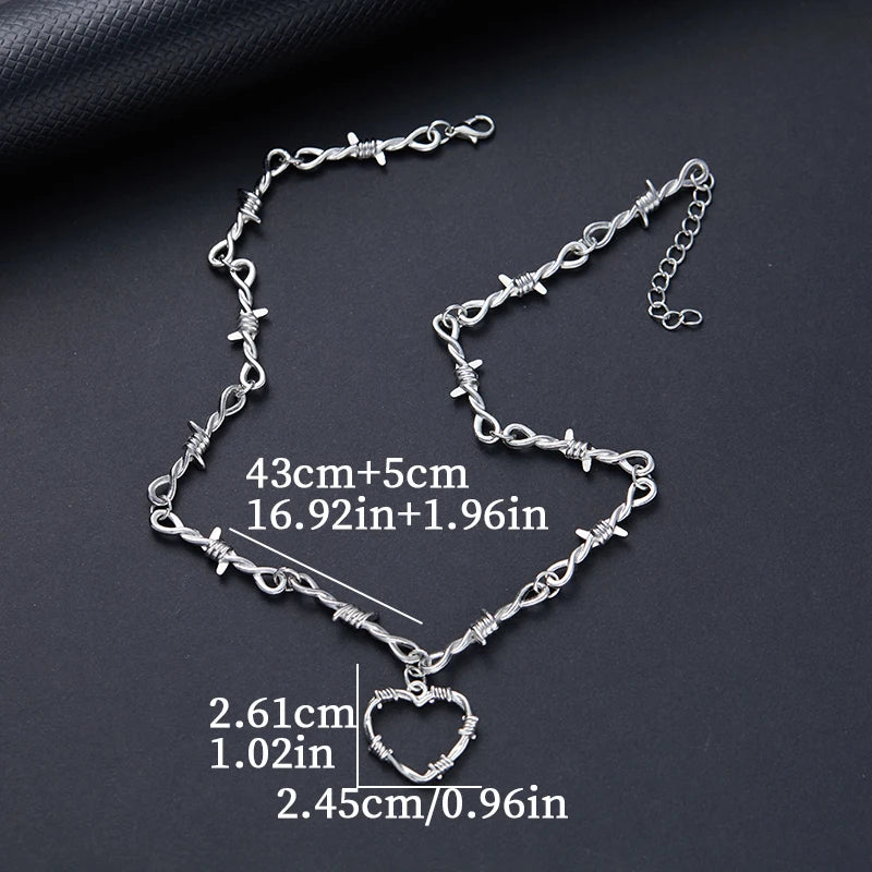 Barbed Wire Choker Necklace | Gothic Punk Thorns Chain for Women lifestyle view