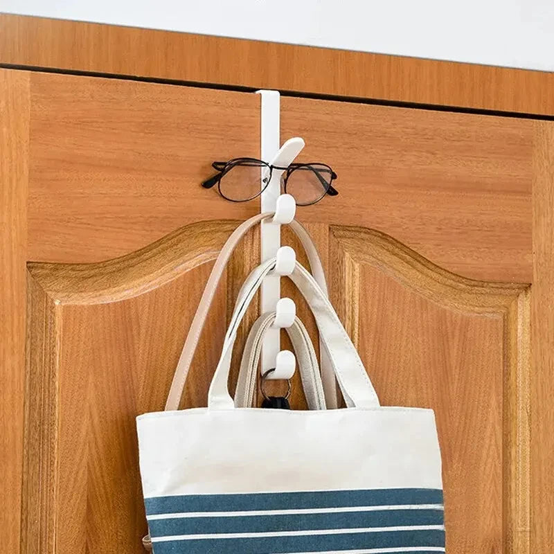 1pc Bedroom Door Hanger Clothes Hanging Rack Over The Door Plastic Home Storage Organi close-up view