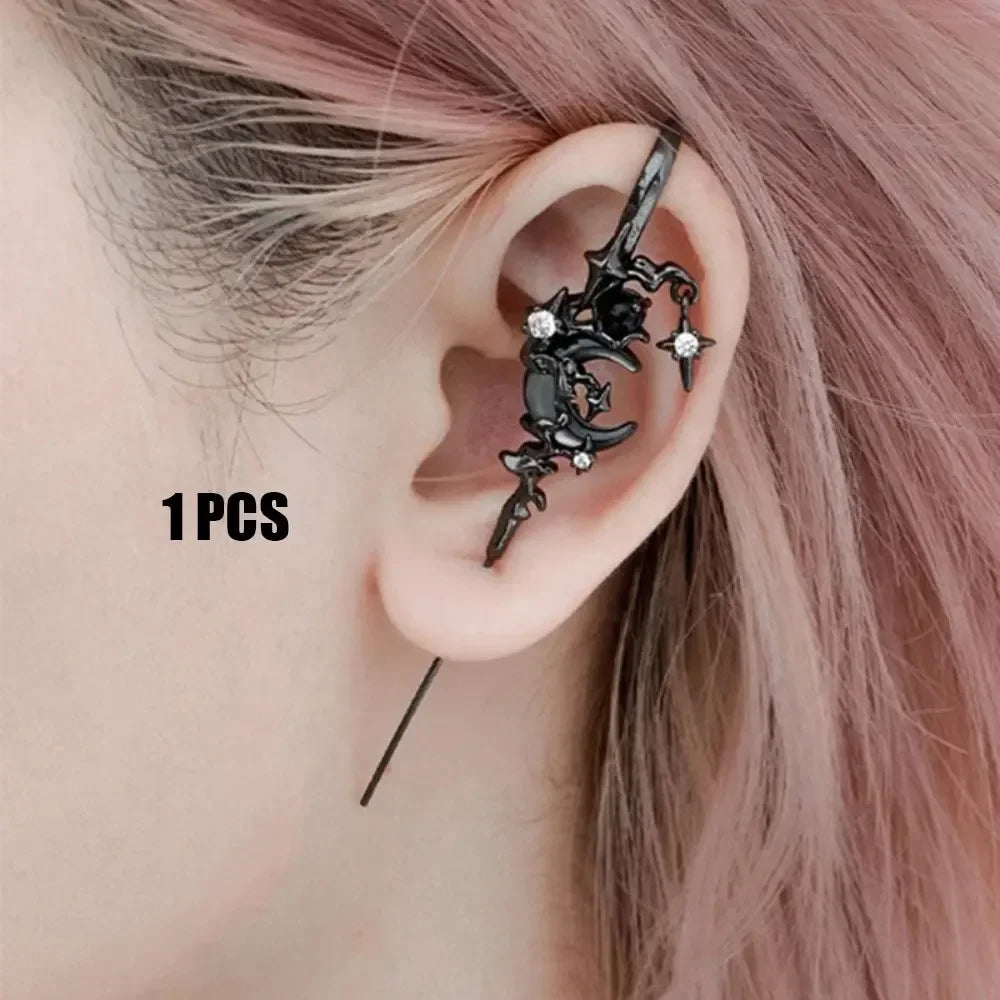 1PCS Retro Dark Gothic Punk Rose Cross Thorn Earring Unisex Piercing Ear Needle Earstu close-up view