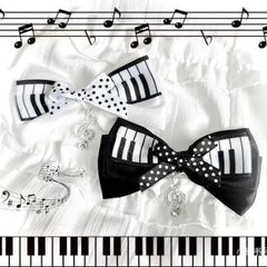 Gothic Musical Note Polka Dot Bow Hair Clip Barrettes close-up view