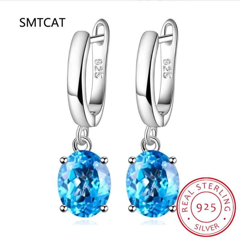 Square Genuine Blue Topaz Amethyst Citrine Garnet Created Sapphire Ruby Emerald 925 S lifestyle view