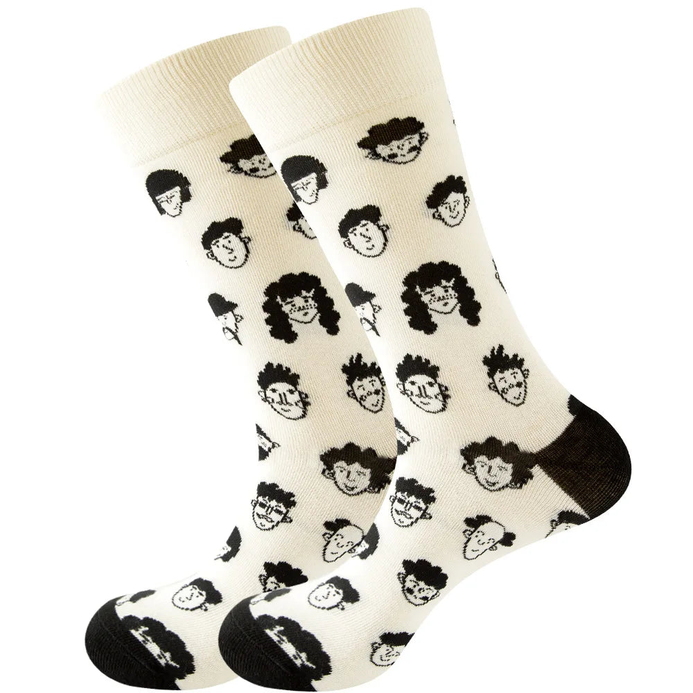 New Happy Mens Socks Women Novelty Cartoon Sock Combed Cotton Funny Men's Big Size Cr lifestyle view