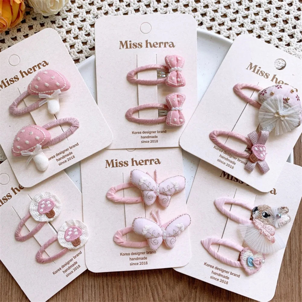 2Pcs/set Kids Kawaii Love Butterfly BB Clips Cute Pink Hair Clips Girls Barrettes Hairpins Headwear