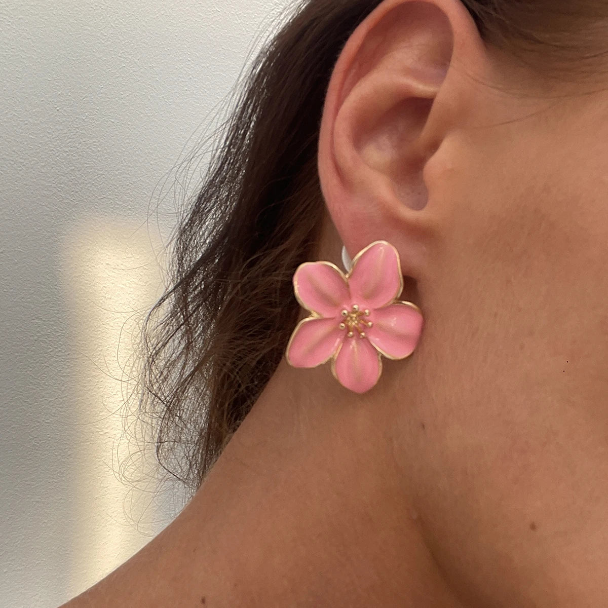 Drip Oil Flower Stud Earrings Women Vintage Colorful
