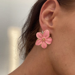 Drip Oil Flower Stud Earrings Women Vintage Colorful