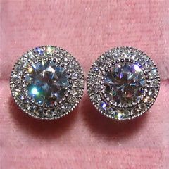 Huitan AAA CZ Stud Earrings for Women | Romantic Elegant Cubic Zirconia Jewelry in 7 C close-up view