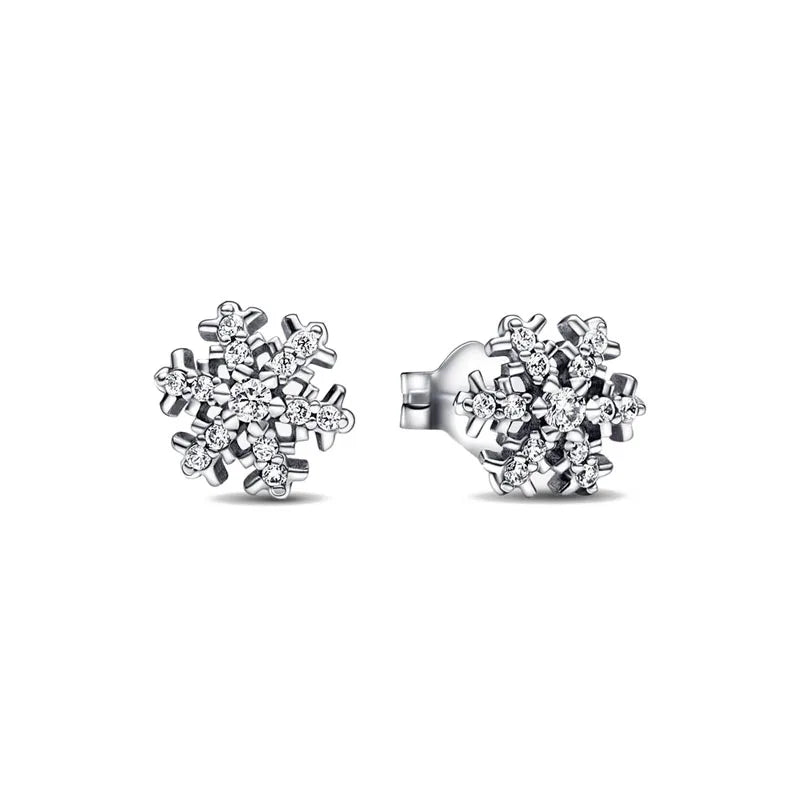 925 Silver Heart Snowflake Moon Earrings | Fine Stud Earrings for Women lifestyle view
