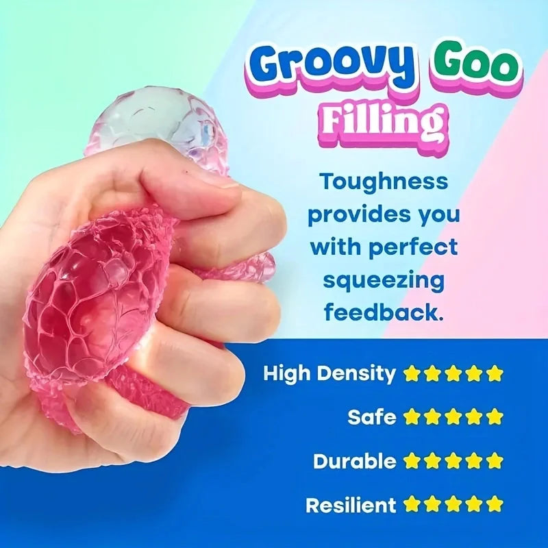 Squishy Multicolor Texture Ice Ball Squeeze Toy | Soft Pinch Sensory Toy for Kids close-up view