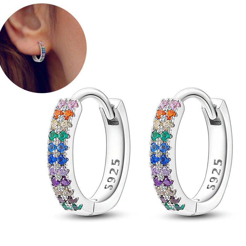 Hot Sale 925 Sterling Silver Heart Earrings Fit Original Charms Hoop Earrings For Wom alternate view