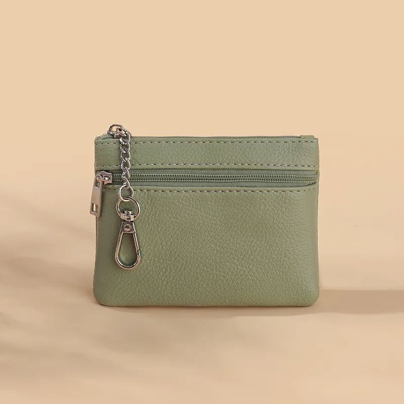 Mini Leather Card Holder Wallet | Compact Zipper Coin Purse for Women additional angle