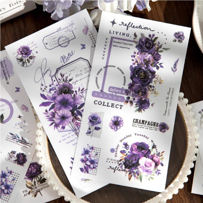 Journal GO 6pcs Vintage Flower Stickers | Fresh Plant Collage for Scrapbooking detail view
