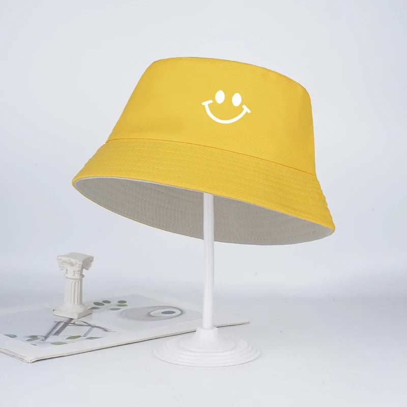 Smiley Face Fisherman Hat for Kids | Cute UV Protective Foldable Sun Hat additional angle