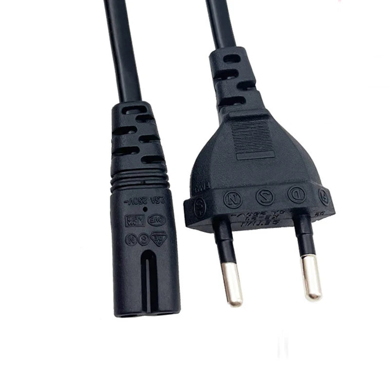 Black EU Power Plug Cable 1.5m 2-Pin IEC320 C7 Power Cord | Replacement Charger Cable alternate view