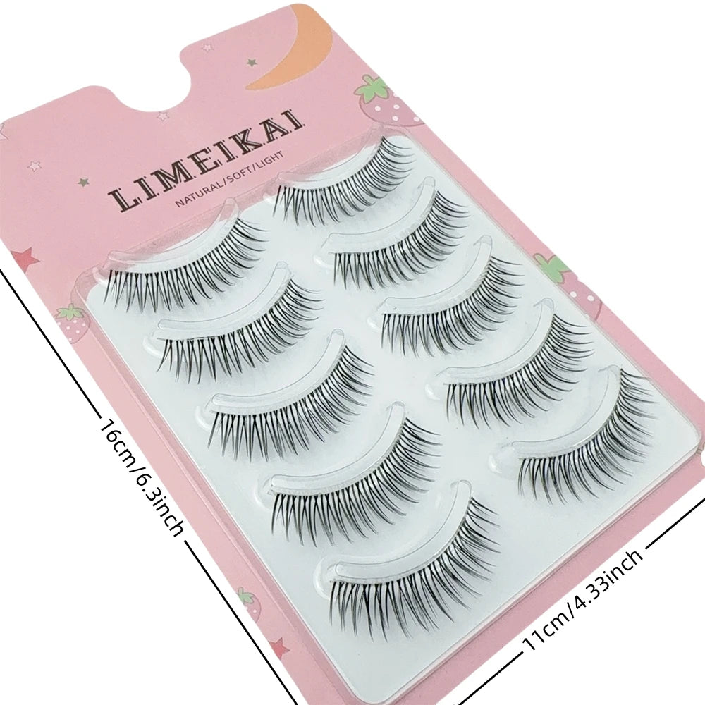 5 Pairs Short False Eyelashes Hard Stem Natural Look Daily Wear | Nude Makeup Lashes alternate view