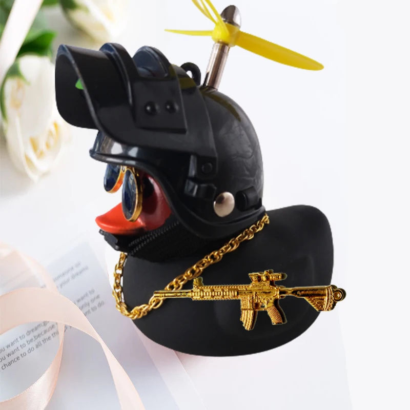 Motor Accessories Yellow Duck with Helmet for Bike Without Lights Auto Car Accessorie lifestyle view