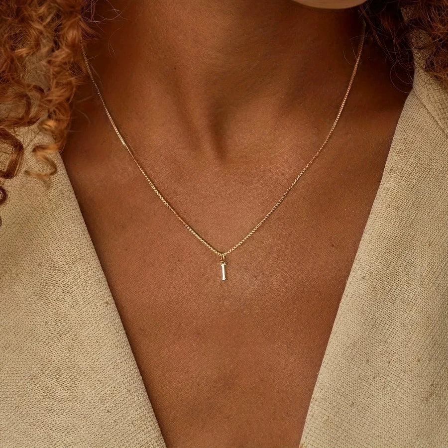 A-Z Initial Necklace 18K Gold Plated Necklace Cute Letter Stainless Steel Necklace for W detail view