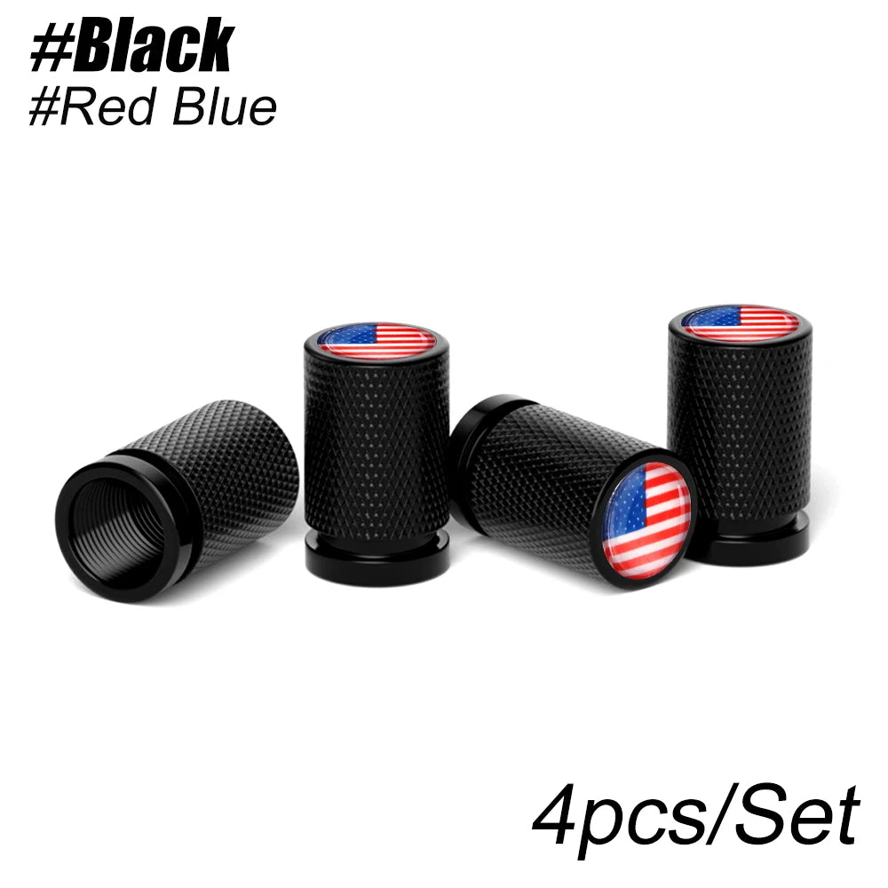 America National Flag Valve Stem Caps 4 Pcs