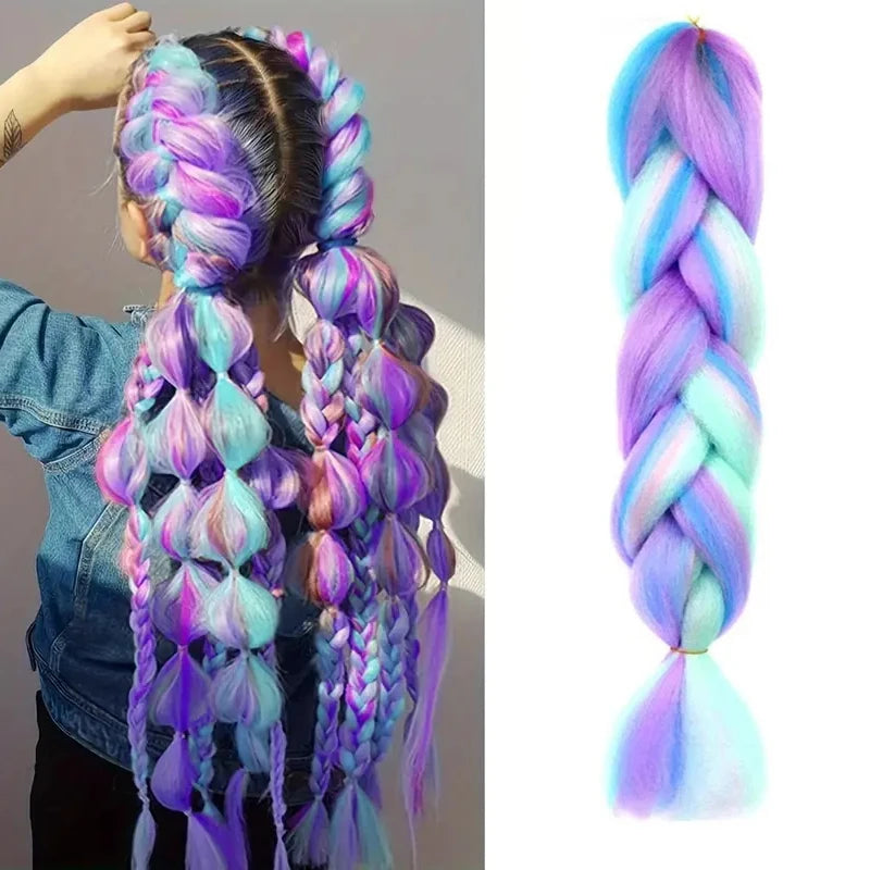 24Inch Synthetic Long Straight Yaki Braids Hair Jumbo Braid Hair Extension Pre Stretch close-up view