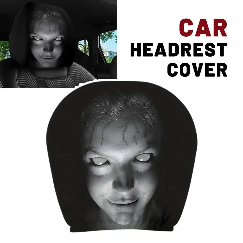 Skull Car Headrest Covers Universal Elastic Fit Halloween 2-Piece additional angle