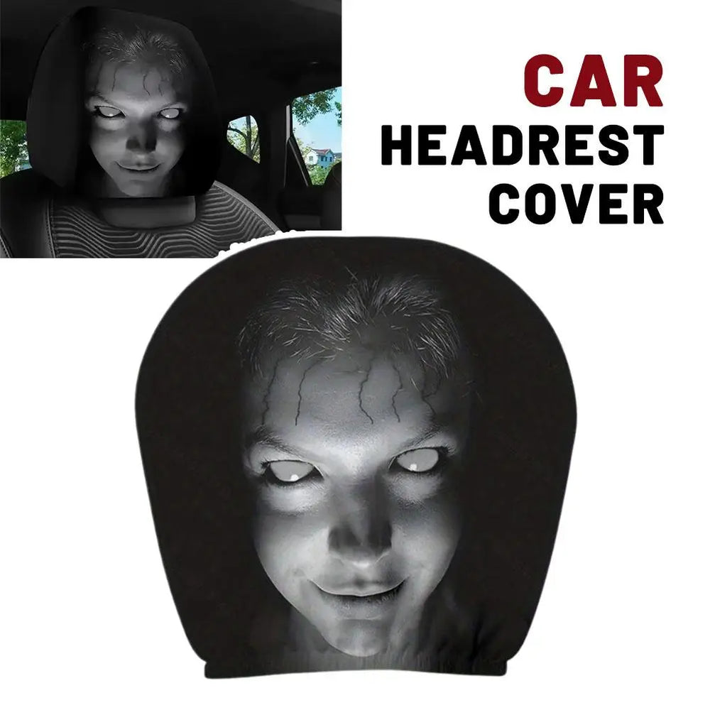 Skull Car Headrest Covers Universal Elastic Fit Halloween 2-Piece additional angle