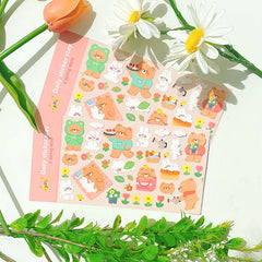 Korean Import Original BONITO Kawaii Rabbit Bear Spring Date Paper Stickers Scrapbooking detail view