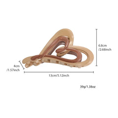 Autumn-Winter Latte Gradient Double-Layer Heart-Shaped Hair Clip Unique Instagram-Style Asymmetrical Back Hair Clip