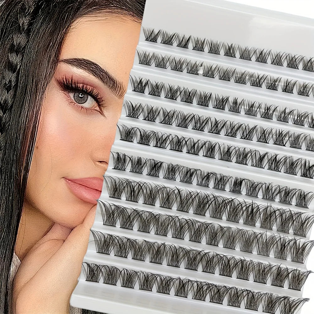 10 Rows Single Cluster Fluffy Lash Natural Look Eyelash Extensions 8-16MM Mixed Length D Curl Indivi