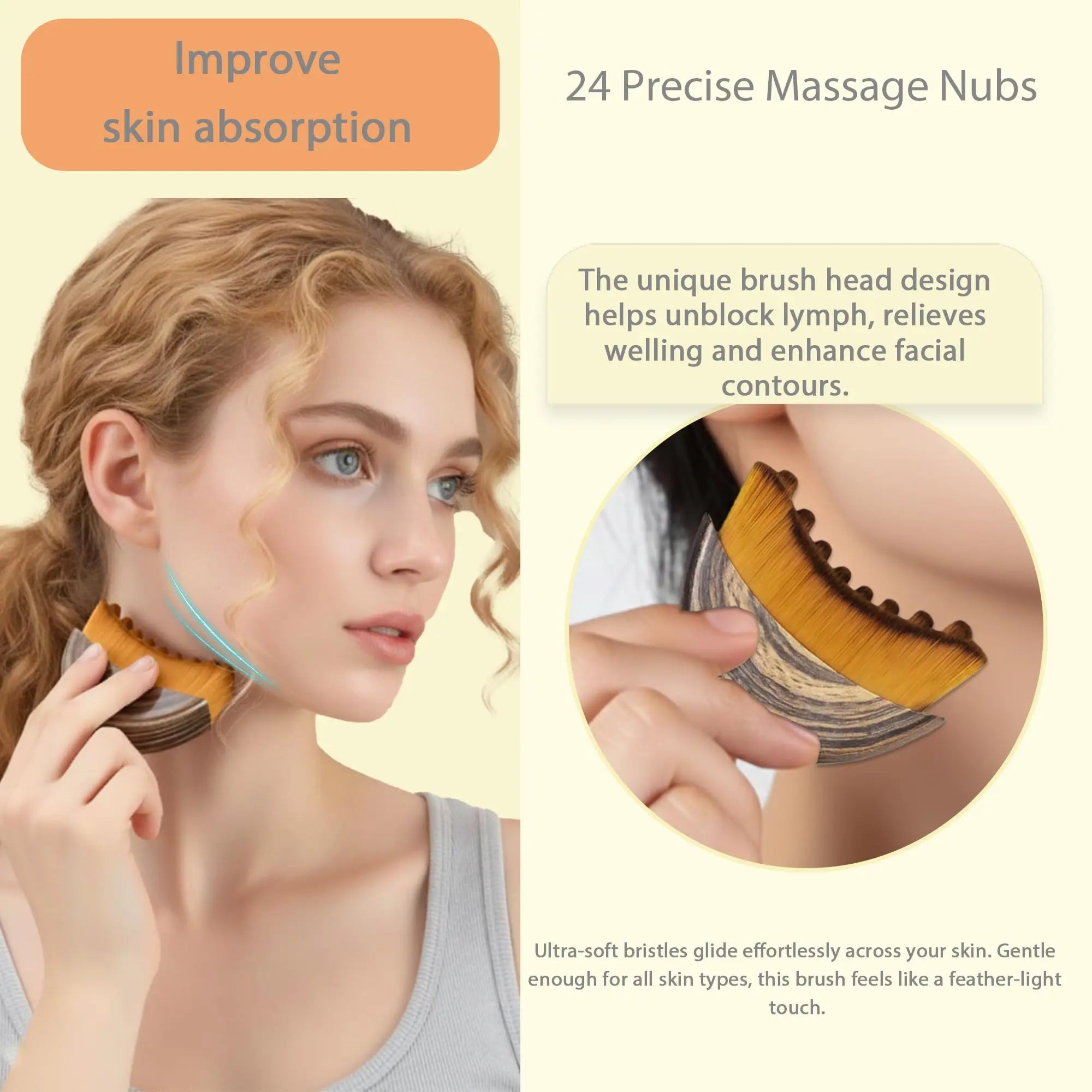 1 PCS Lymphatic Contour Face Brush with Storage Box Lymphatic Drainage Brush for Face alternate view