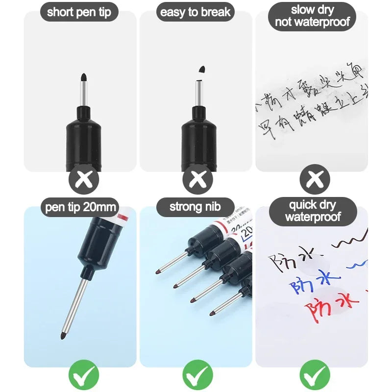 20mm Deep Hole Long Nib Markers Set | Multi-Purpose Perforating Pen for Metal, Wood, alternate view