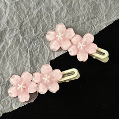 Jelly Cherry Blossom Hair Clips Pink Blue Flower Hairpins for Girl Romantic Wave Side alternate view