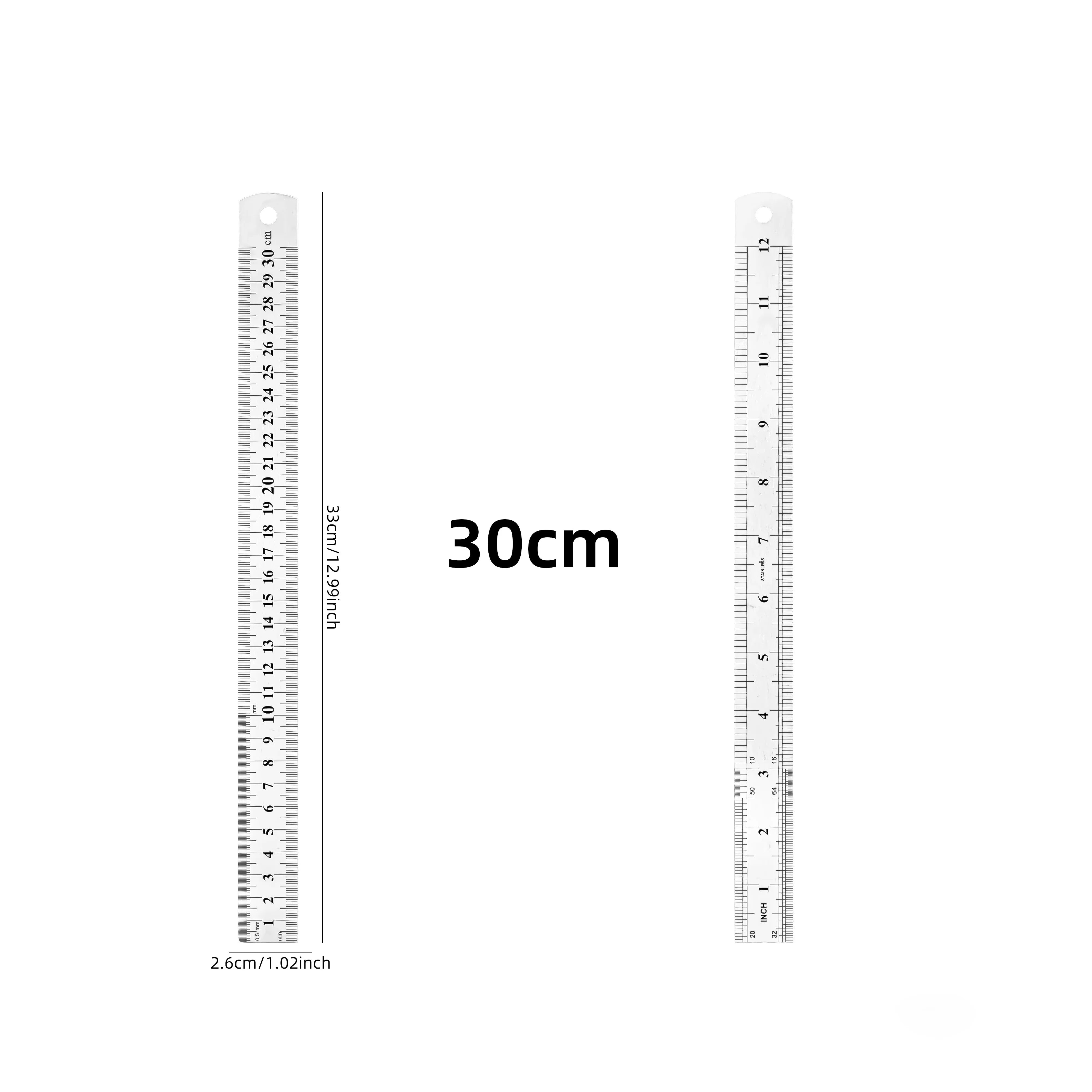 Thickened Steel Ruler | 15/20/30/40/50/60cm | Dual CM & Inch Scale | Precise Measurem alternate view