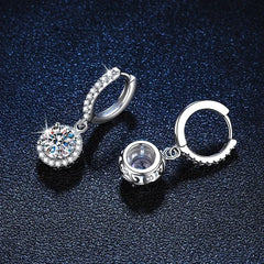 925 Sterling Silver 1 Carat Moissanite Round Earrings for Women Luxury Evening Style close-up view