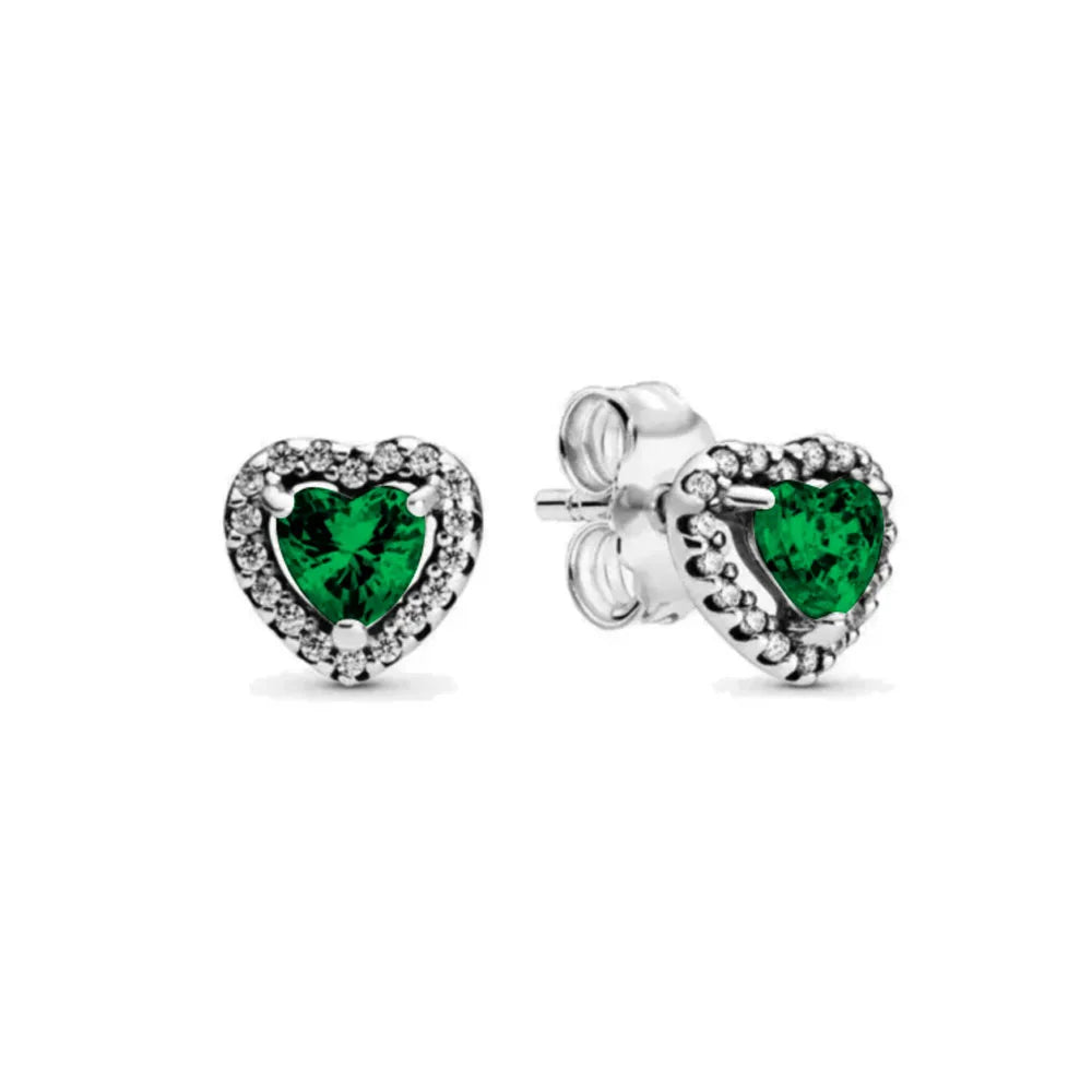 2026 Hot Selling 925 Sterling Silver Heart-Shaped Colored Zircon Exquisite Earrings, lifestyle view