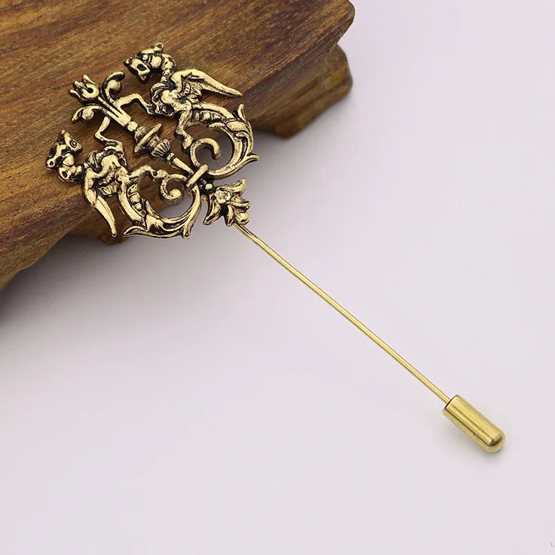 HUISHI Vintage Brooch Men Women Jewelry Accessories Gold Slivery Vintage Shape Suit Brooch Pin For Wedding Fashion Jewelry Retro