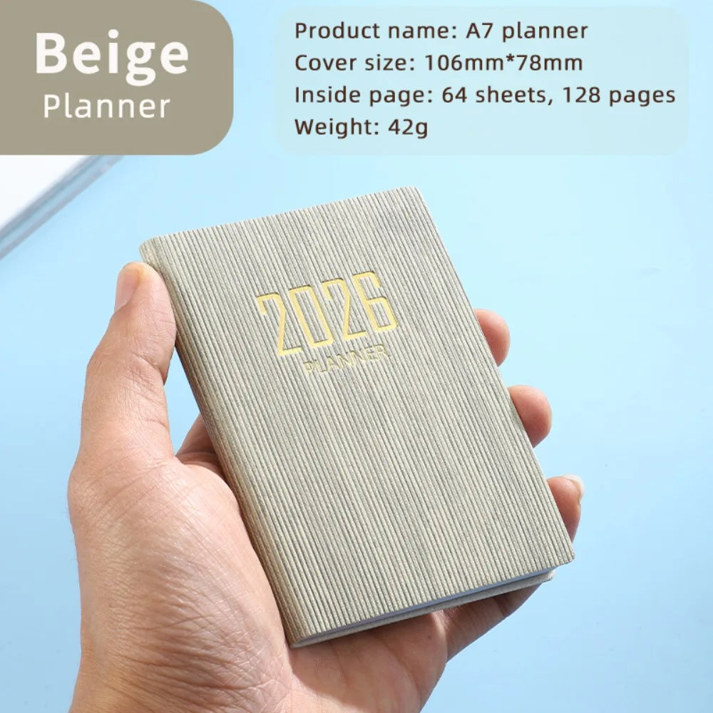 Portable A7 2026 Agenda Book – Pocket Weekly Planner with Calendar