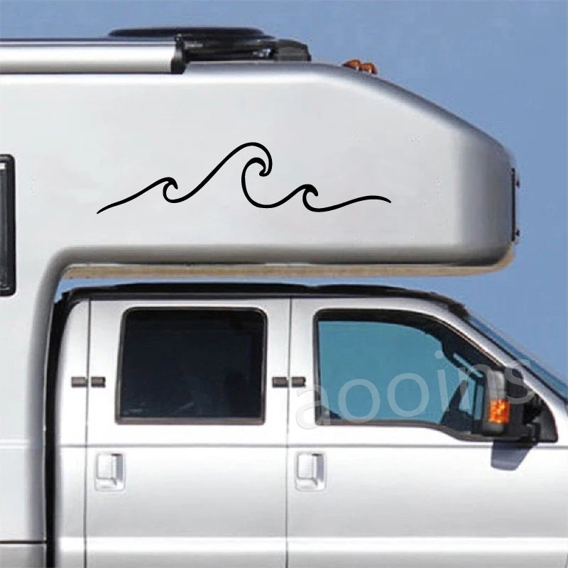 Sunset Over Ocean Scene RV Camper Decal | Beach Sunset Vinyl Sticker for Car Window L lifestyle view