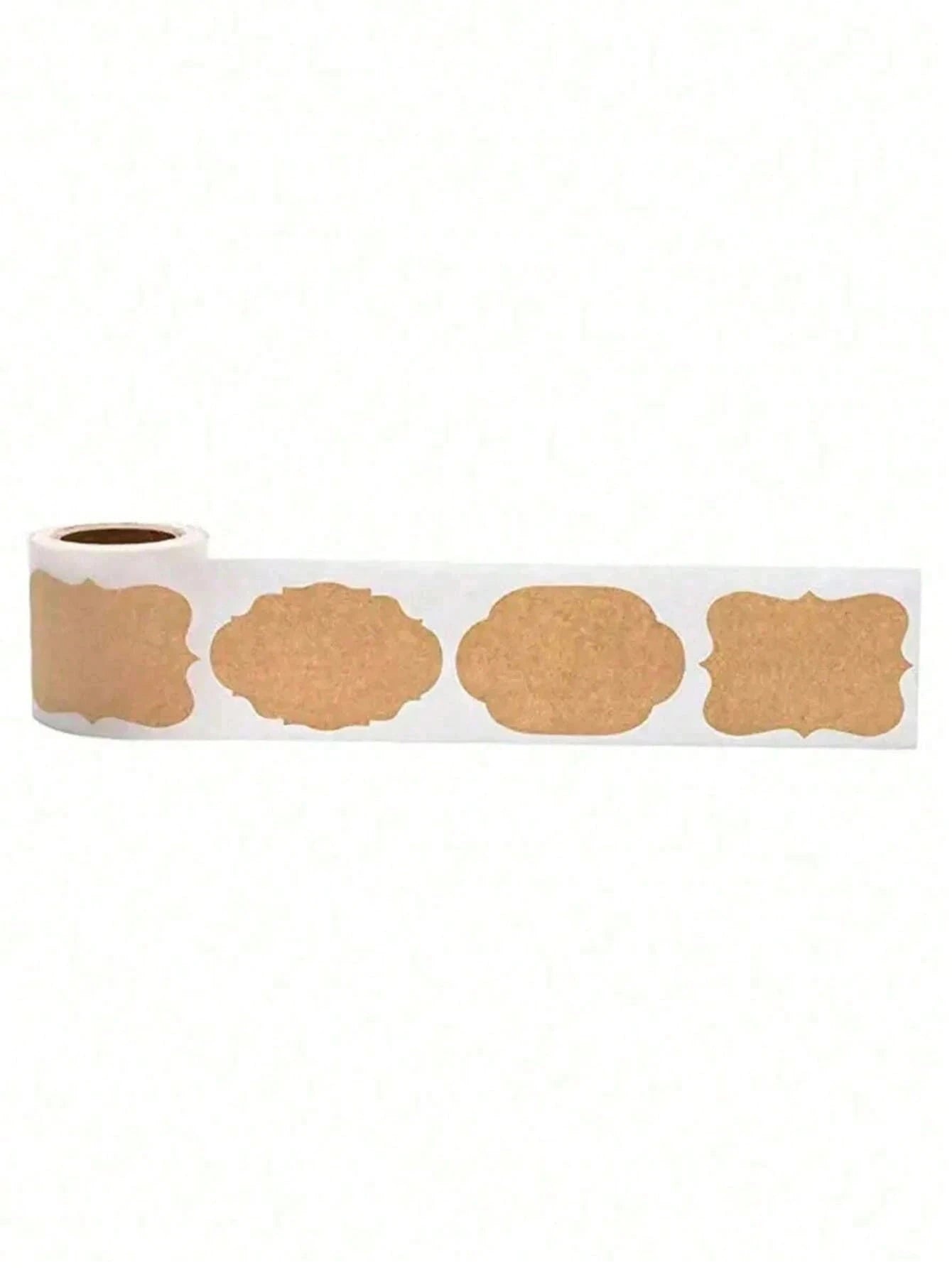 300pcs Solid Color Kraft Paper Label Sticker Roll | Simple Multi-Purpose Writable Sti alternate view