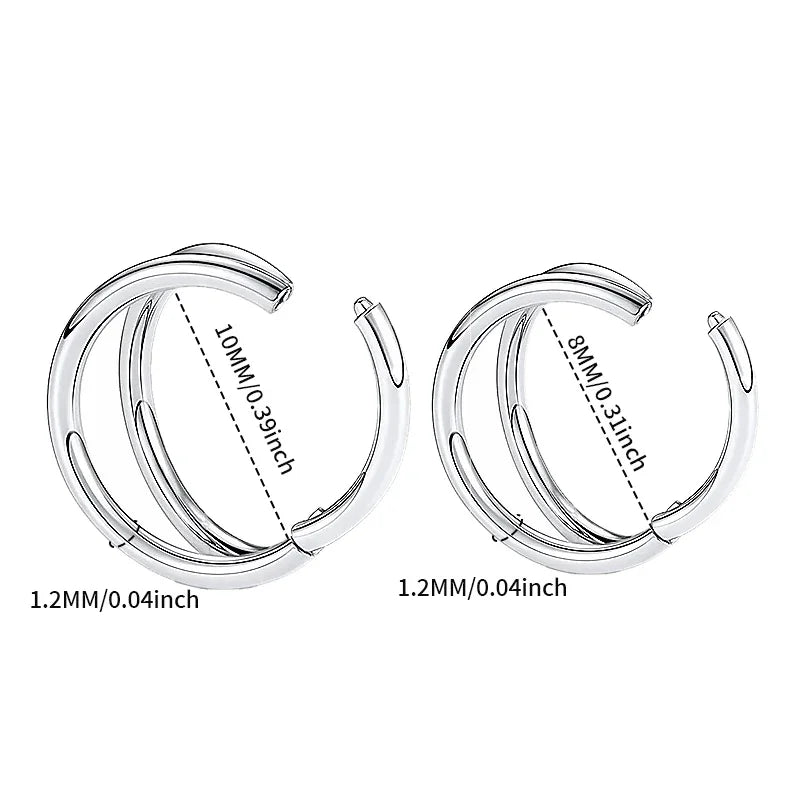 1PC Surgical Steel Nose Rings Septum Hoop Three Layers Nostril Piercing Jewelry 16G additional angle