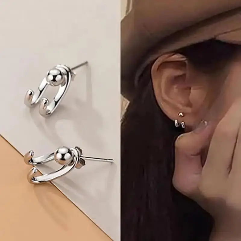 Korean Fashion Seven Star Zircon Earrings | Luxury Crystal Stars Stud Earrings lifestyle view
