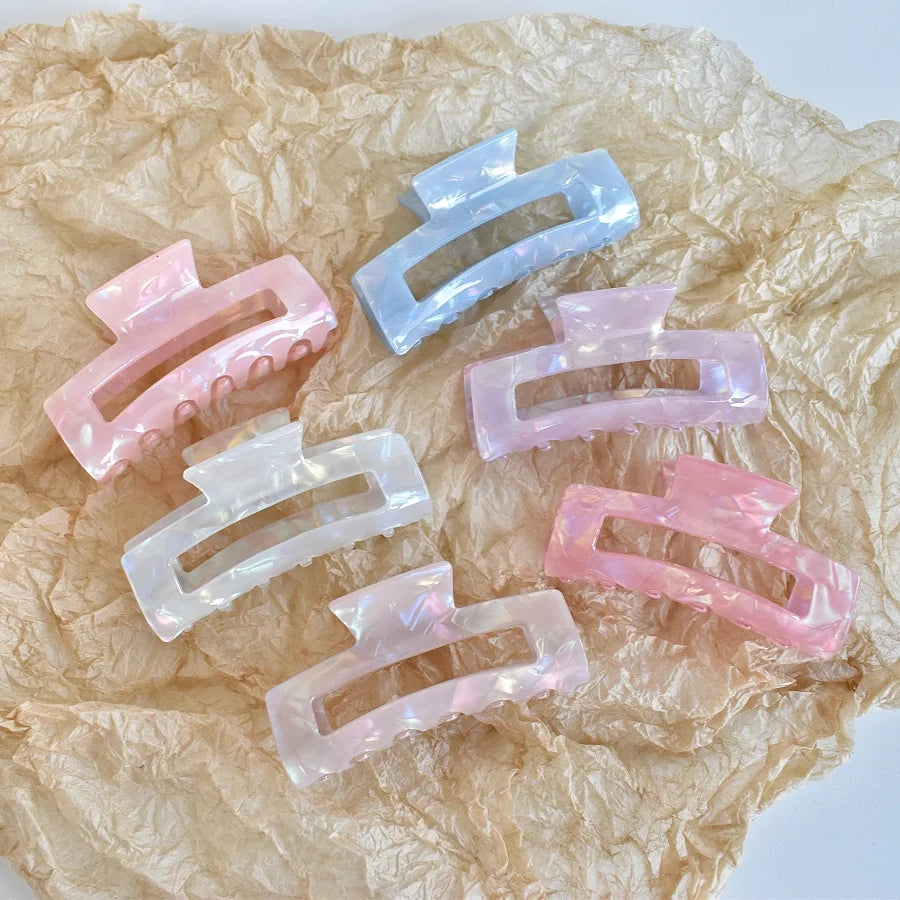 1 Set of Women's Acetic Acid Pearl Rectangular Hair Claw Suitable for All Kinds of Hair Size Women G
