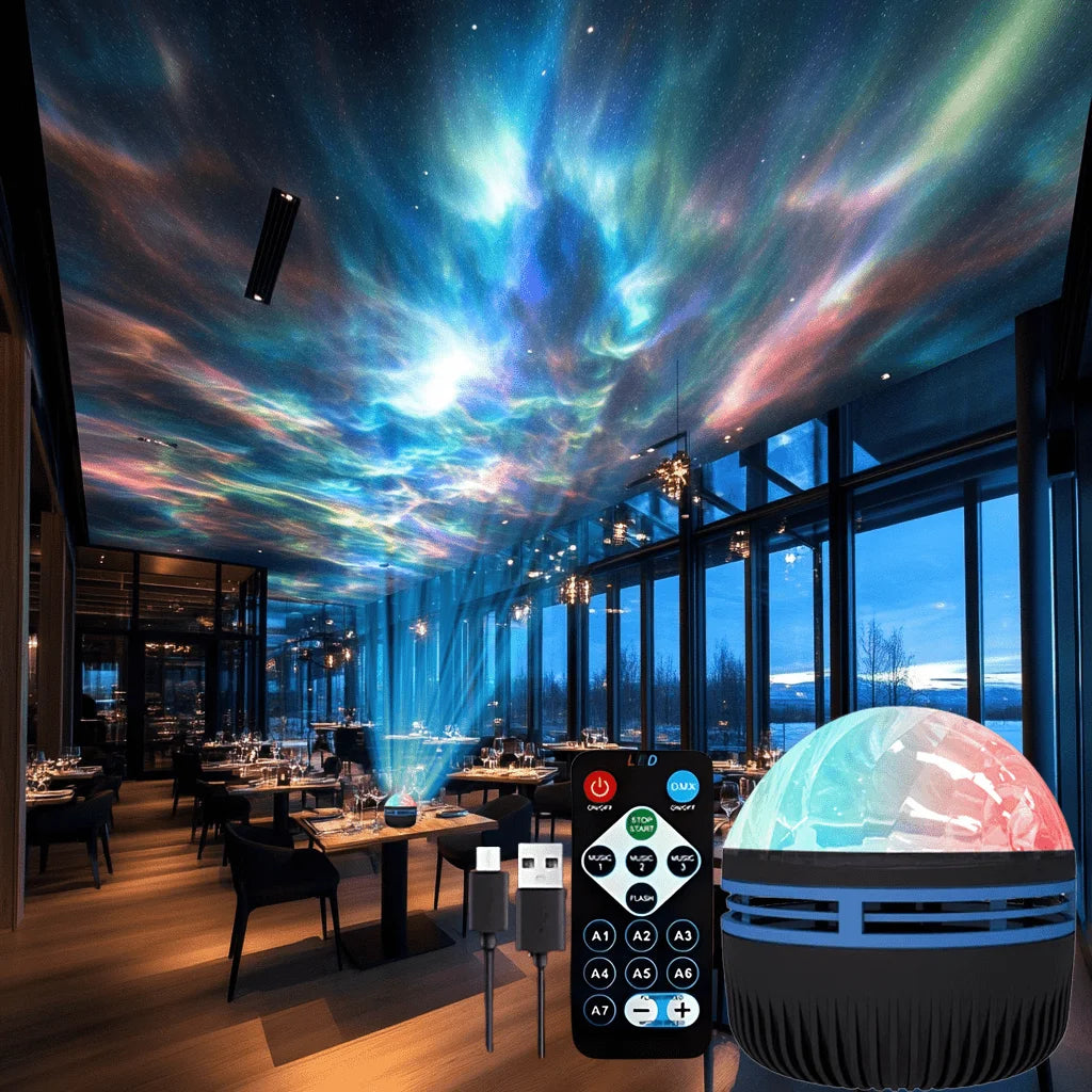 LED Northern Lights Projector Light | 7 Modes Starry Sky Night Light with Remote and alternate view