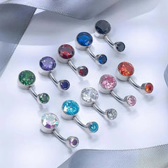 ASTM F136 Titanium Internally Threaded Navel Rings 10mm 12mm with round CZ Belly Butto close-up view