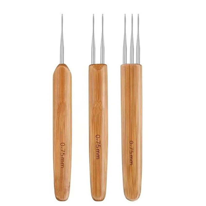 1Pc 0.5mm/0.75mm Dreadlock Crochet Hook Wood Crochet Needles Hair Dreadlocks Tool f additional angle