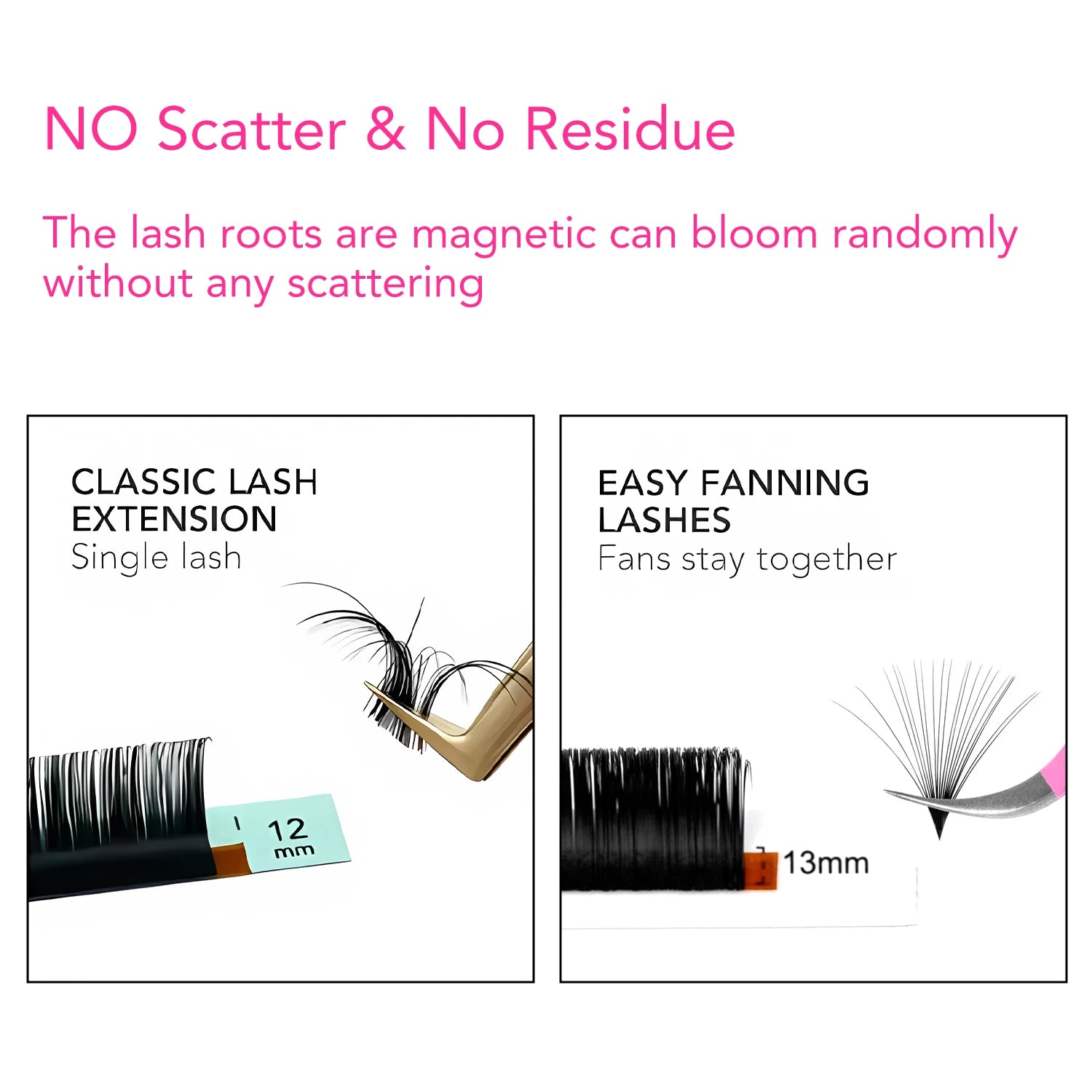 TDANCE Easy Fan Eyelash Extensions | Natural Blooming Faux Mink Individual Lashes additional angle