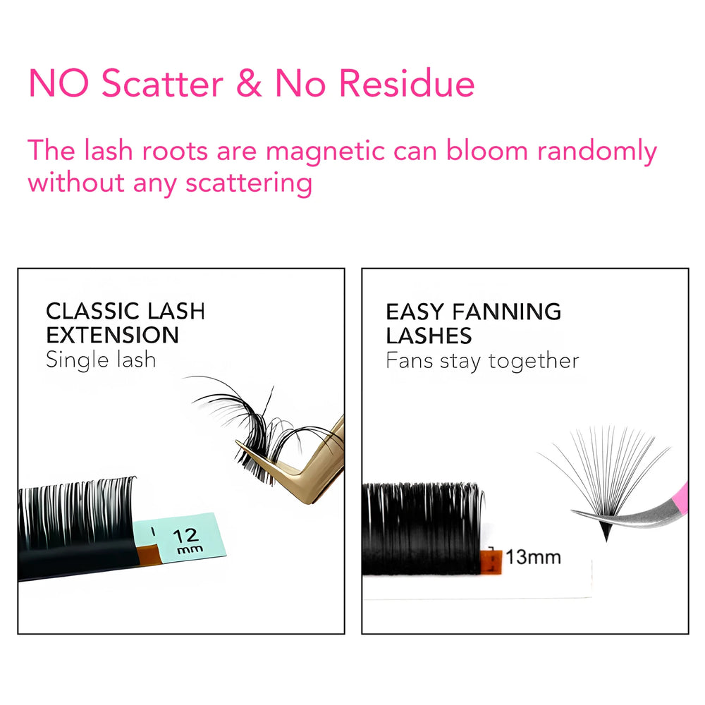 TDANCE Easy Fan Eyelash Extensions | Natural Blooming Faux Mink Individual Lashes additional angle