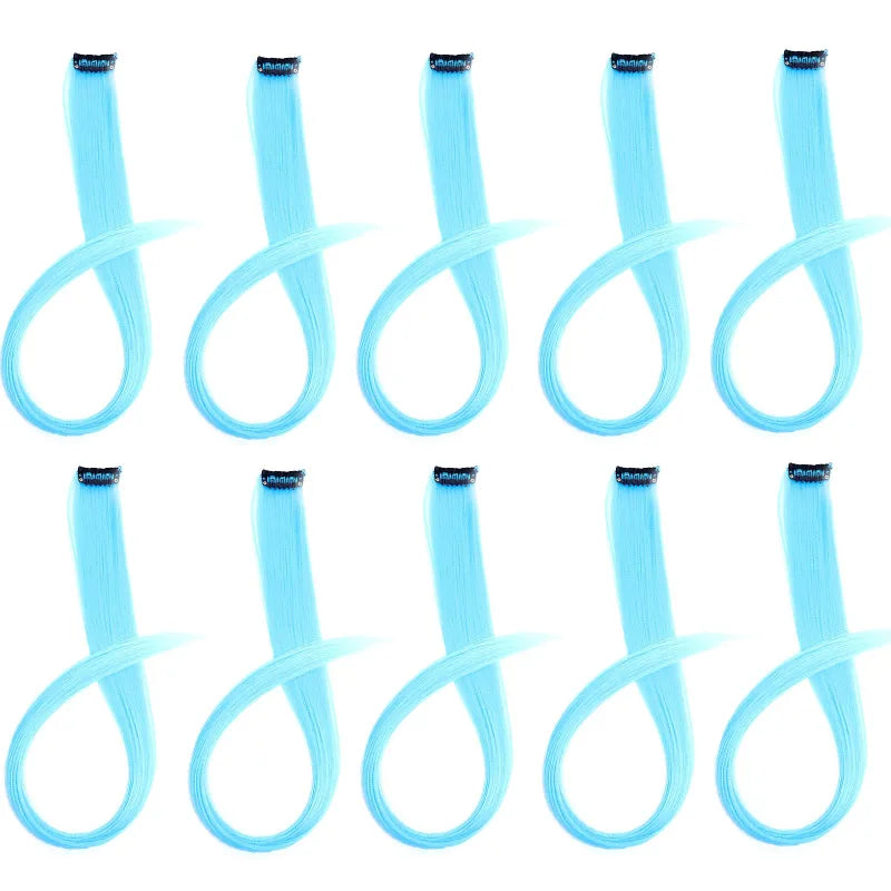 10pcs 22Inch Synthetic Long Straight Hair Extensions Clip in Colored Party Highlights alternate view