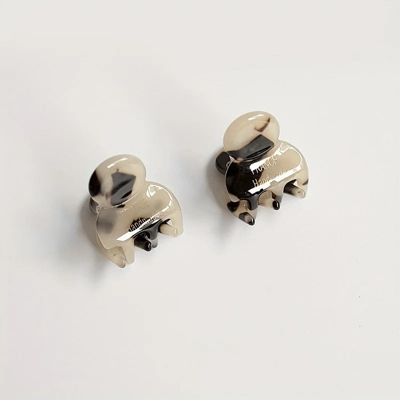 2pcs/set Mini Acetate Hair Claw Side Pins Small Size Shark Clip Sweet Cute Elegant additional angle