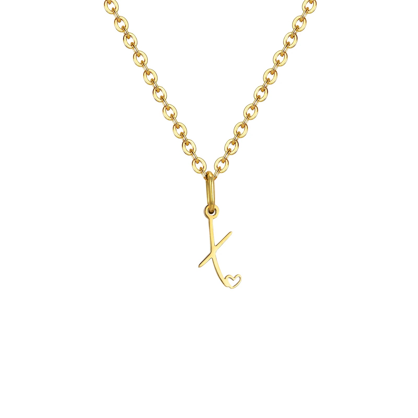 Dainty Heart Initial Necklace for Women, Gold Plated A-Z Letter Pendant, Waterproof additional angle