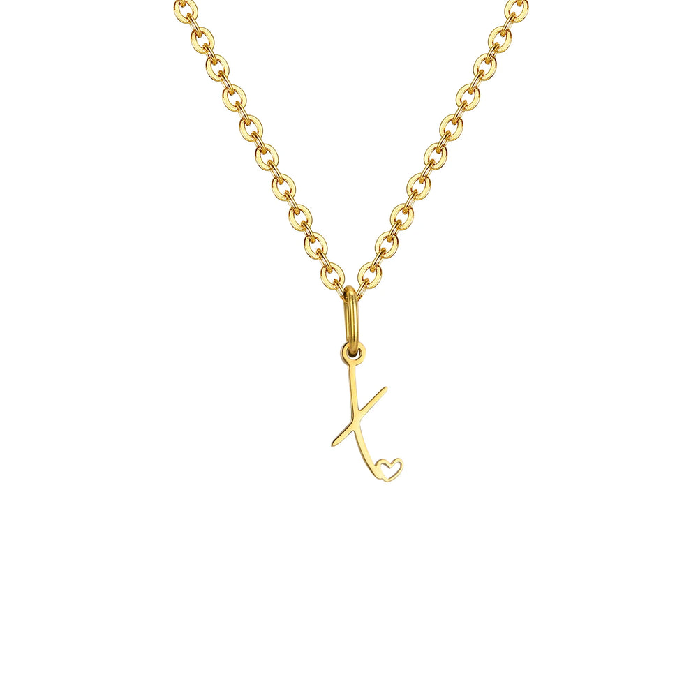 Dainty Heart Initial Necklace for Women, Gold Plated A-Z Letter Pendant, Waterproof additional angle