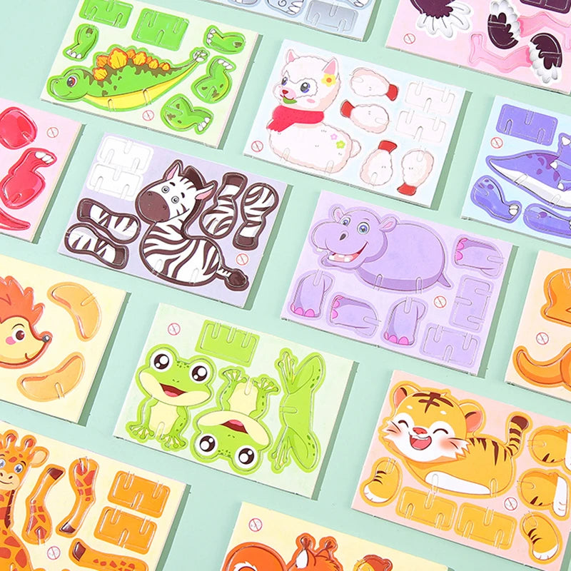 30Kinds Animal 3D Puzzle Kids Children Birthday Party Toy Paperboard Cartoon Dinosa additional angle